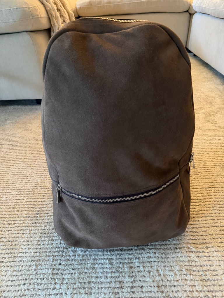 Classic Brown Suede Backpack - Minimal Everyday Carry